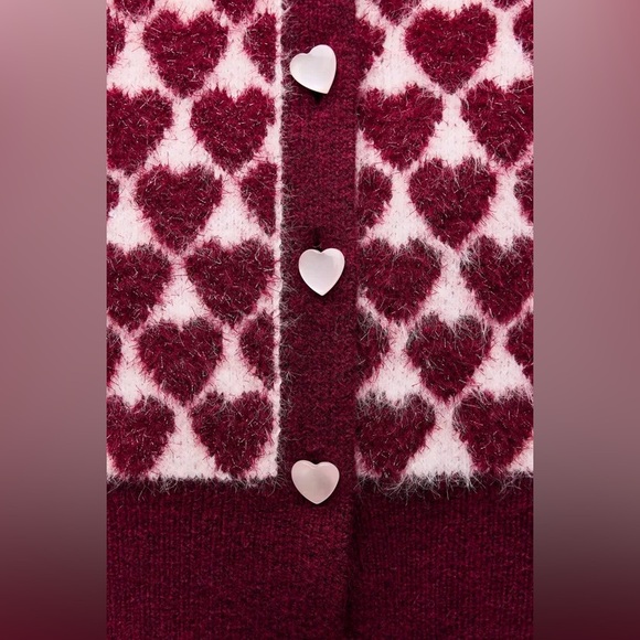 NWT. Zara Red/Pink Hearts Jacquard Knit Vest Sleeveless Top. Size L. - Picture 9 of 12